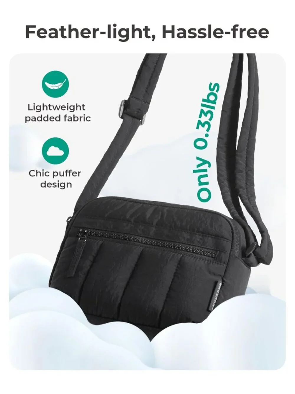 RFID Blocking Nylon Puffy Crossbody Bag Lightweight Travel Purse Mini